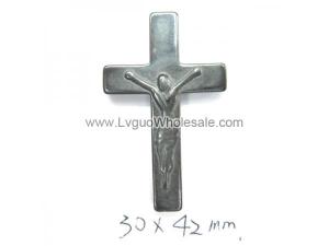 Hematite Cross Pendant Jesuse 30x42mm